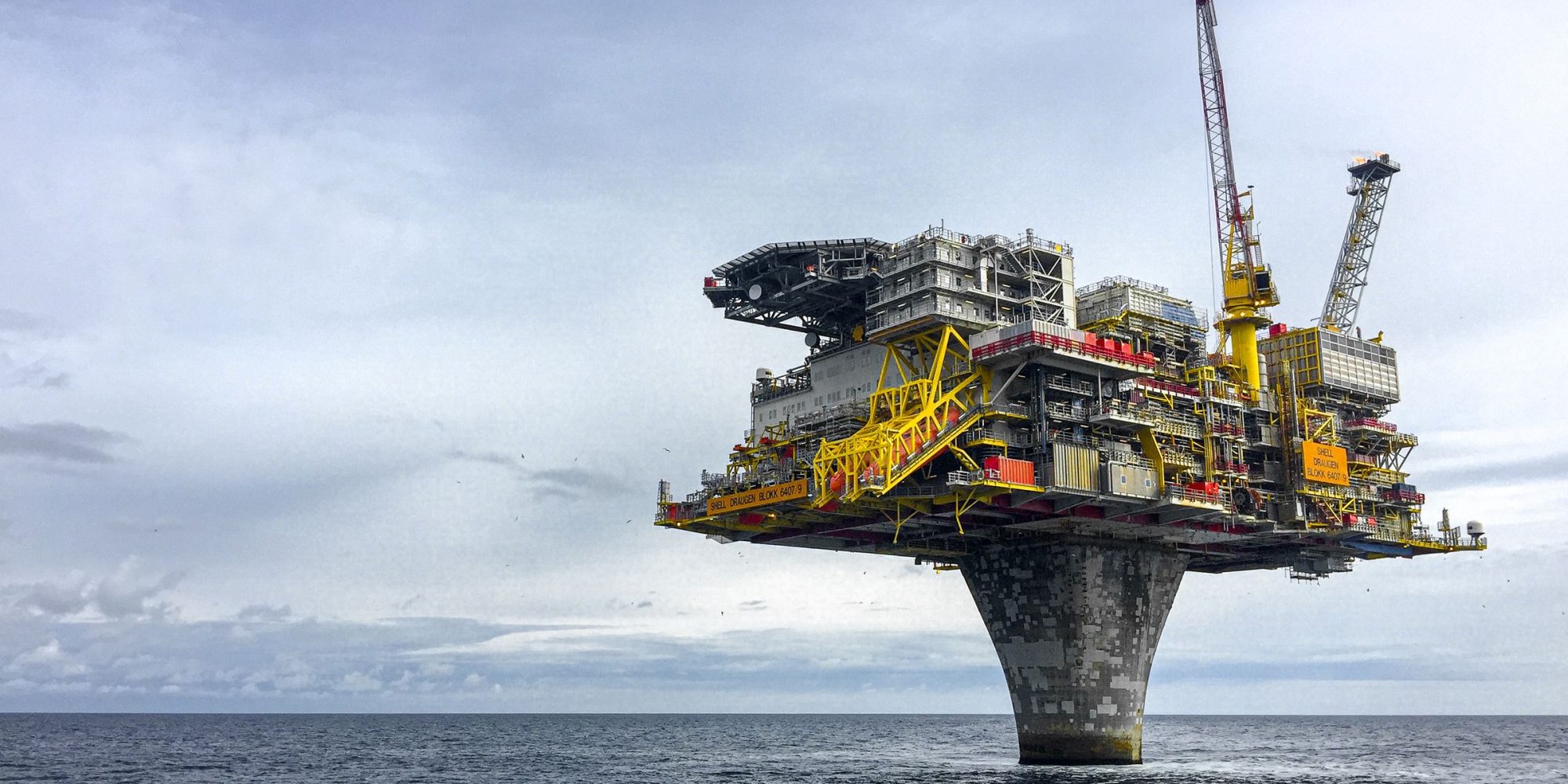 An offshore oil and gas production platform in open sea